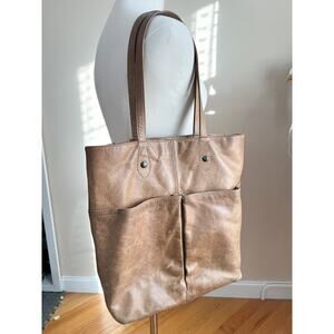 Frye Brown and Tan Leather Tote Bag with Classic Design